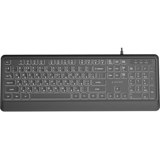 Gembird Slim Wired Backlight keyboard, black, Cyrillic Layout - (KB-UML-04-CYRL)