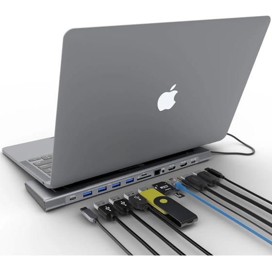 Xtreme Mac (XWH-CDH-13) TYPE-C Docking Hub Station - 12 Ports ETHERNET, 2* HDMI, SD/Msd CARDS, USB-C Pd 100W, USB-C, 4* Usb 3.0, Audio IN/OUT