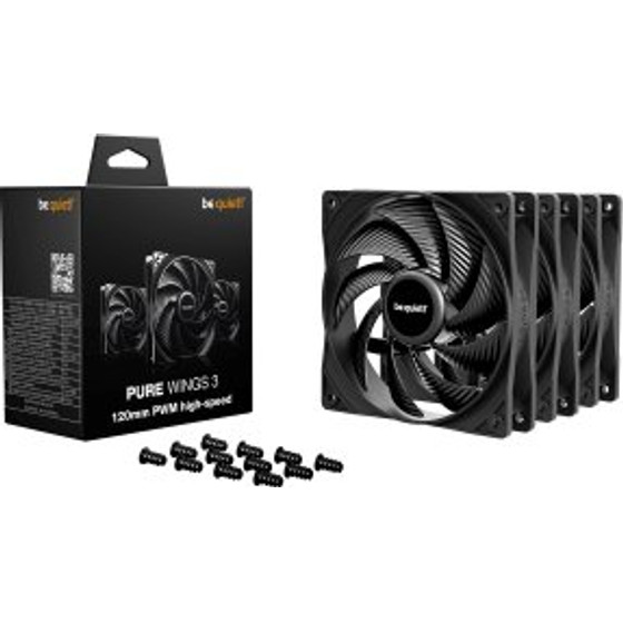 Bequiet Fan Pure Wings 3 120MM Pwm High Speed TRIPLE-Pack 2100RPM, 59,6CFM/101,2M3/H, 30,9db, Lifespan 80000h, BLACK, 3YW. - (BL140)