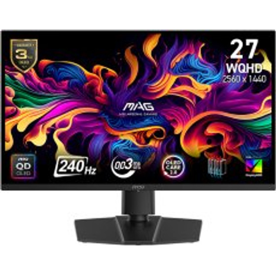 MSI Monitor Gaming Mag 271QP QD-Oled X24, Flat QD-Oled WQHD, 27'', 16:9, 250CD/M2, 1.500.000:1, 0,03MS, 240Hz, 2560x1440, 2x HDMI/ DP/ Hp OUT, PIVOT, HAS, TILT, SWIVEL, BLACK, 3YW. - (9S6-3CD89T-033)