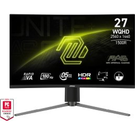 MSI Monitor Gaming Mag 27CQ6PF, Curved Va WQHD, 27'', 16:9, 300CD/M2, 5.000:1, 0.5MS, 180Hz, 2560x1440, 2xHDMI/ DP/ Hp OUT, TILT, SWIVEL, HAS, BLACK, 3YW. - (9S6-3CD94M-034)