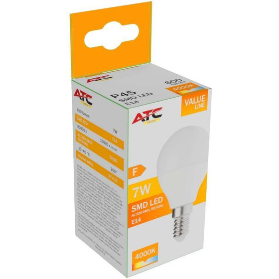 ATC SMD ��������� LED Globe P45 230V 7W/600LM E14 4000K - (ATC-SMD-P45-7W-4K)