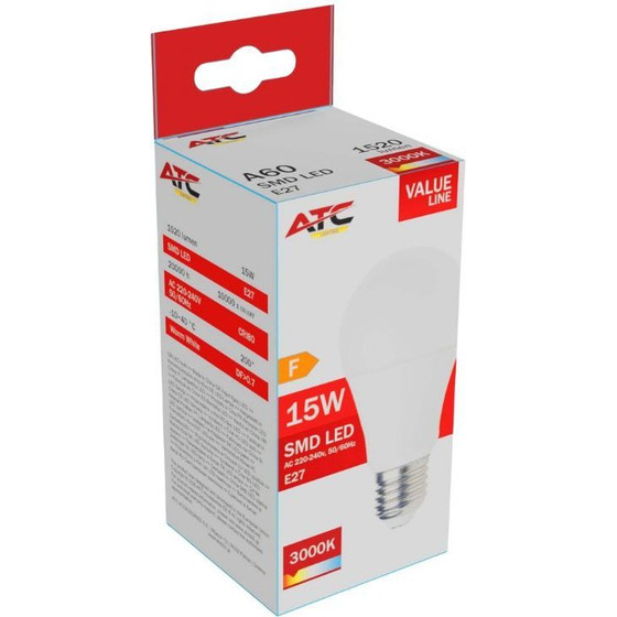 ATC SMD LED ��������� A60 230V 15W/1520LM E27 3000K - (ATC-SMD-A60-15W-3K)