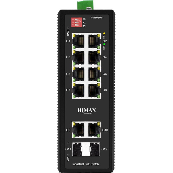 HIMAX Industrial Poe Switch 8x Ge PoE/2x GE/2x Gf Sfp �����, ��� 1000MBps - (PS1802FG-I)