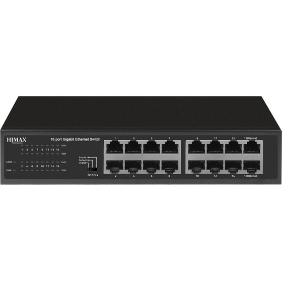 HIMAX Switch 16x Ethernet �����, ��� 1000MBps - (S116G)