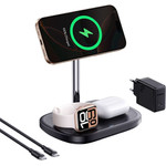 Baseus Holder + 3-in-1 Charging Station Wireless Magnetic Qi2 45W Enerfill FS41 With Tec Cooling, For Desk /black/ - P10281904123-01