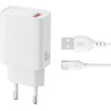 XO 220V 18W, USB-A + Cable USB-A - Type-C, L159 /white/