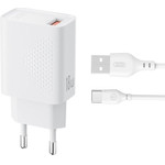 XO 220V 18W, USB-A + Cable USB-A - Type-C, L159 /white/