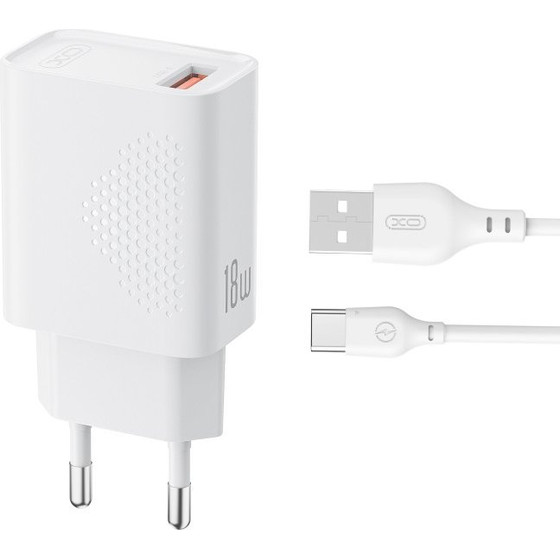 XO 220V 18W, USB-A + Cable USB-A - Type-C, L159 /white/