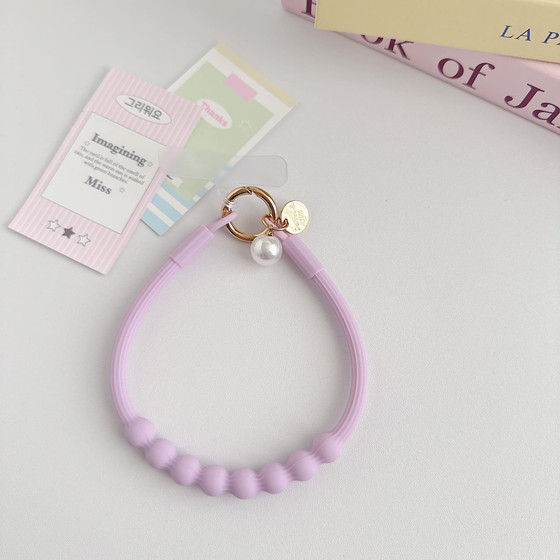 Accessory/ Wristband/ Keychain Silicone Pearl Charm /violet/ OEM