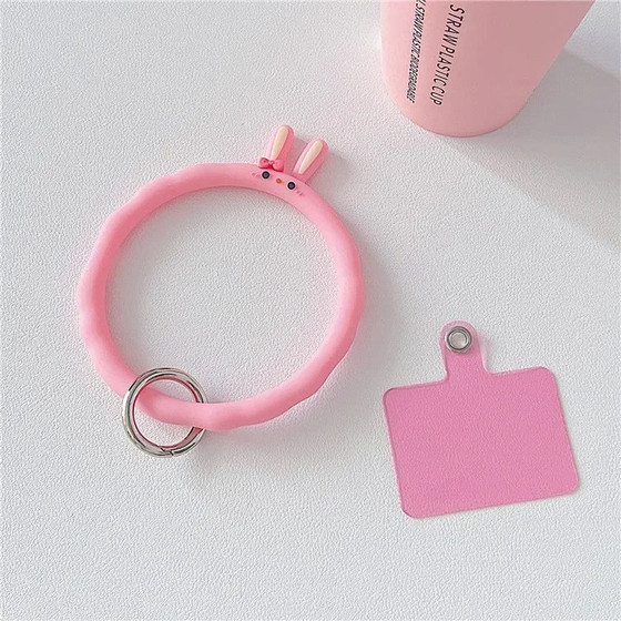 Accessory/ Wristband/ Keychain Silicone Silky Ring /Pink bunny/ OEM