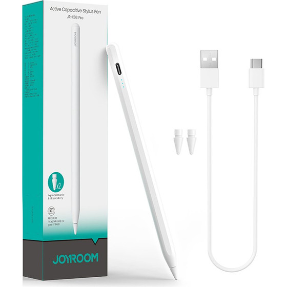 Joyroom Active Stylus with 2 Interchangeable Tips - White - (JR-X9S Pro)