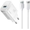 Joyroom JR-TF4 18W wall charger with 3A USB-A - USB-C 1m cable - white - (JR-TF4 A-C 1m white)