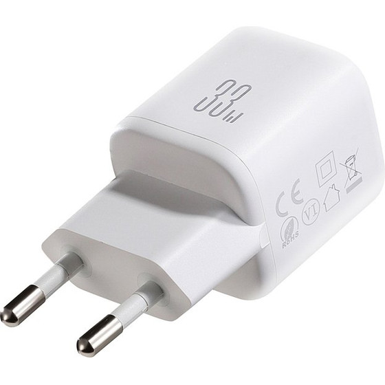 Joyroom JR-TG7 33W USB-A + USB-C Wall Charger with 60W USB-C to USB-C 1m Cable - White - (JR-TG7 C-C 1m white)