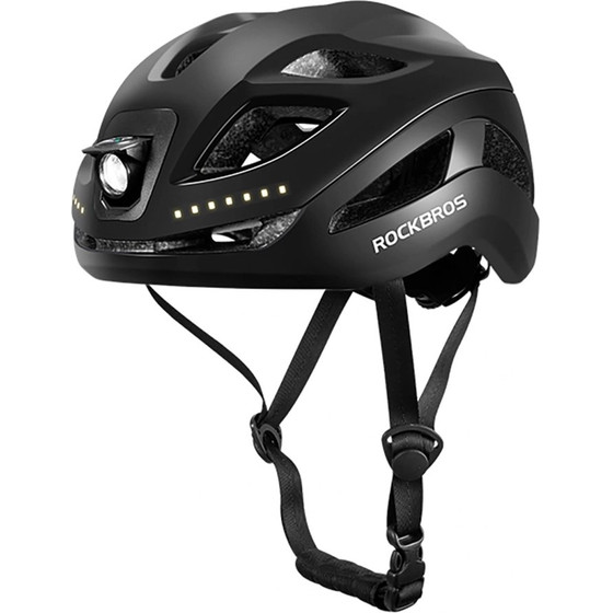 Rockbros ZK-077 Bike Helmet with Integrated Multi-Directional Lighting 57-61 cm - Black - (Rockbros-10110035001)