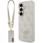 Guess Case 4G Big Rhinestone Triangle Strap Magsafe For Samsung Galaxy S26 Pink - (GUHMS26SP4G4DCSP)