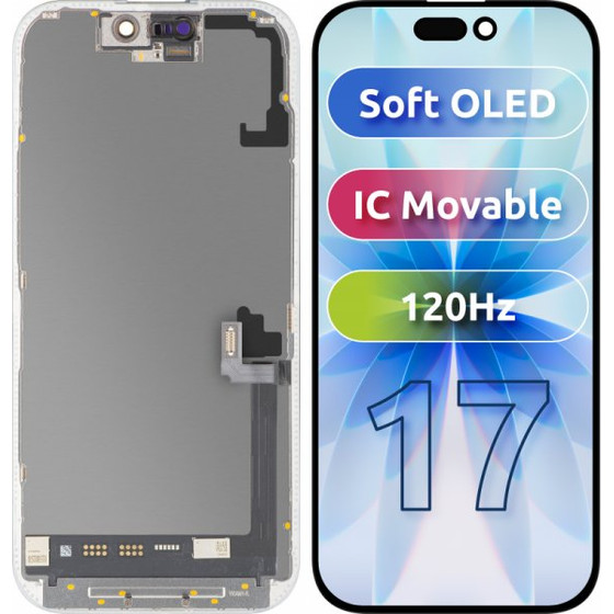MP LCD Display Module for Apple iPhone 17, Soft OLED FHD 120Hz IC Movable Version, Aftermarket