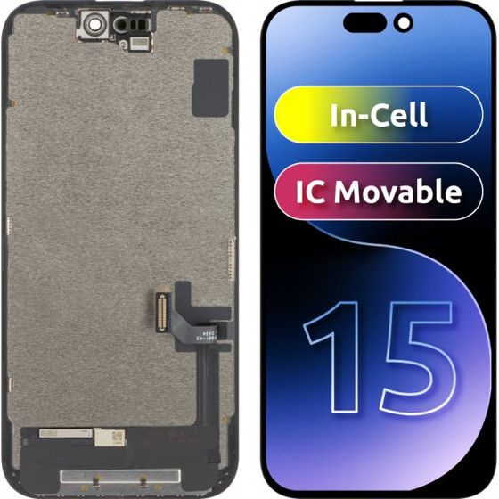 ZY LCD Display Module for Apple iPhone 15, In-Cell IC Version, Black