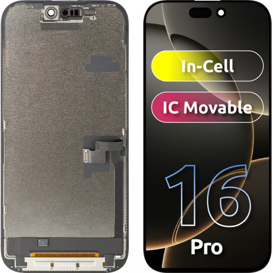 ZY LCD Display Module for Apple iPhone 16 Pro, In-Cell IC Version, Black