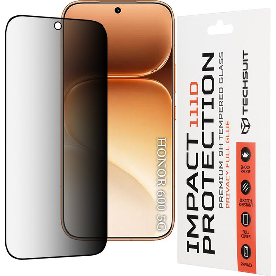 Techsuit - 111D Privacy Full Glue - Honor 600 / 600 Pro - Black