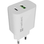 Natec Wall Charger Ribera 1X USB-A + 1X USB-C 20W White - (NUC-2396)