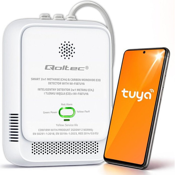 QOLTEC 2in1 Natural Gas And Carbon Monoxide (CO) Leak Detector | CH4 | Co | Ng | Tuya | Wi-Fi | 85dB Alarm | Led - (52654)