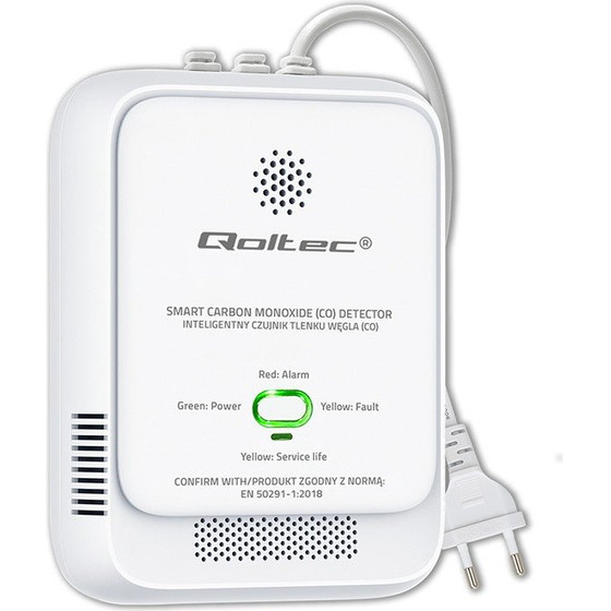 QOLTEC Carbon Monoxide Sensor | Co Detector | Alarm 85dB | Led - (52576)