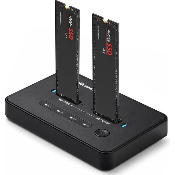 QOLTEC M.2 Nvme Ssd Docking Station | Pcie | USB-C | 20 Gb/s | Dual 2 x 8TB | Offline Cloning - (52366)