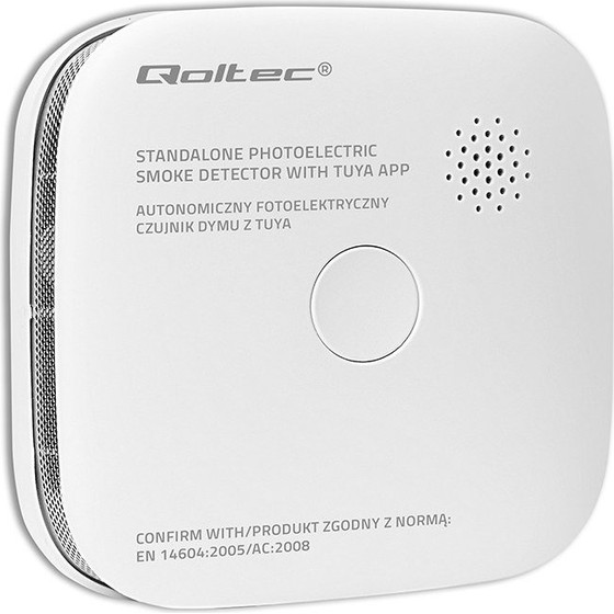 QOLTEC Wireless Smoke Detector With Battery | Tuya | Wi-Fi | Sensor Service Life 10 Years | Alarm 85dB | Led - (52579)