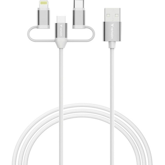 Verbatim Kable Sync & Charge USB-A Do Micro-B, USB-C, Lightning Essentials 18W Bialy - (32394)