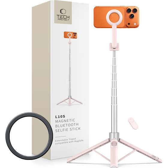 Tech-Protect L10S Magsafe Bluetooth Selfie Stick Tripod PINK/GREY
