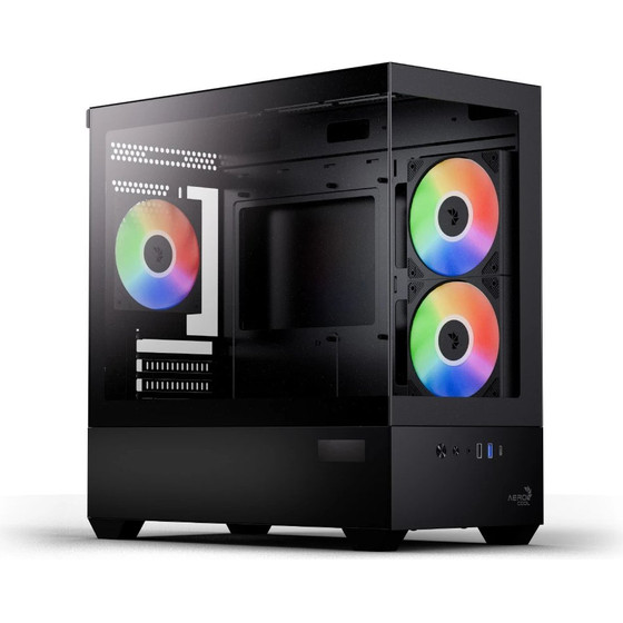 Aerocool Case Matx - P300D Digi-G-BK-v1 - Digital Display, USB-C, 3 x 120 Mm A-Rgb - (ACCS-PN05033.11)