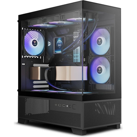Gamdias Case Matx - Aura GC12 Argb Bk - 6 x 120 Mm A-RGB, USB-C, Tempered Glass - (GAMDIAS-AURA-GC12-ARGB-BK)