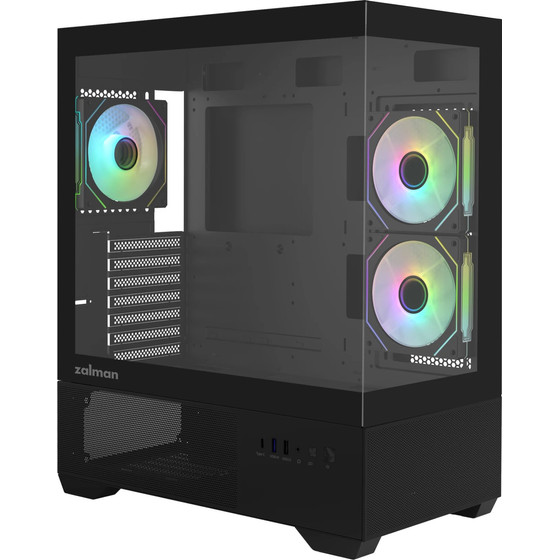 Zalman Case Atx - Chronix Black - 3 x 120 Mm A-RGB, USB-C, Tempered Glass - (ZM-CHRONIX-BLACK)
