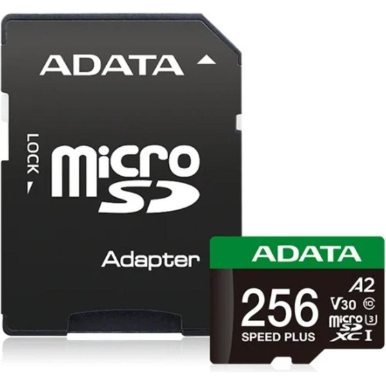 Adata Msd Speed+ 256G UHS1 U3 V30 A2 180/160MB/s+Ada - (UD256GUI3V30A2SP-RA1)