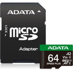 Adata Msd Speed+ 64GB UHS1 U3 V30 A2 160/140 MB/s+Ada - (UD64GUI3V30A2SP-RA1)