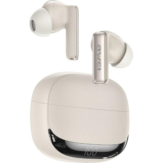 Awei Wireless Headphones Bluetooth 6.0 Tws + Charging Case Beige - (TA19 ANC)