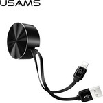 Usams Rolling Cable U-Bin Lightning 1m.2A Black (US-SJ150) - (IPUSBZH01)
