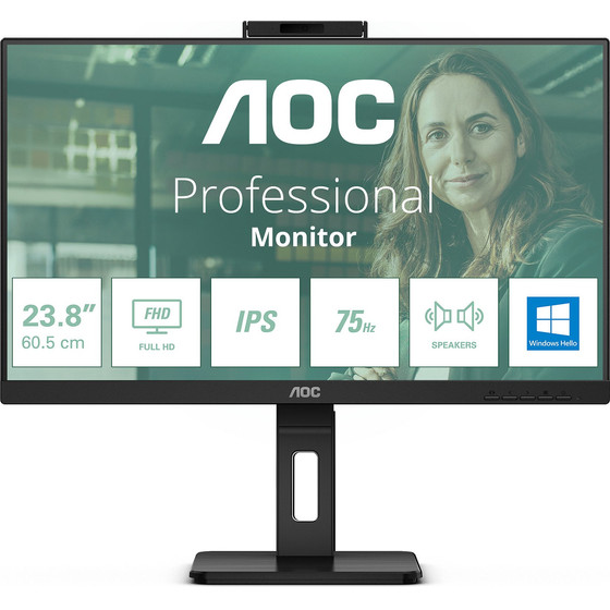 AOC 60.5cm (23.8'') 16:09 HDMI+DP+USB-C Ips Webcam Retail - (24P3CW)