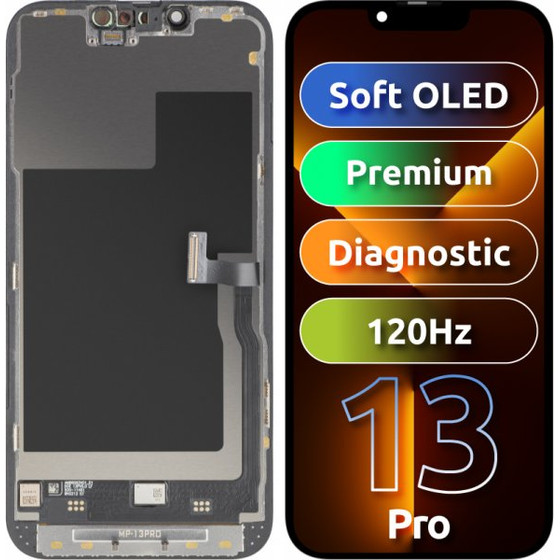 MP Lcd Display Module For Apple Iphone 13 Pro, Premium Soft Oled Fhd 120Hz Diagnostic Version, Aftermarket, Black