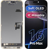 MP Lcd Display Module For Apple Iphone 16 Pro Max, Soft Oled Fhd Ic Movable Version, Aftermarket, Black