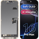 MP Lcd Display Module For Apple Iphone 16 Pro Max, Soft Oled Fhd Ic Movable Version, Aftermarket, Black