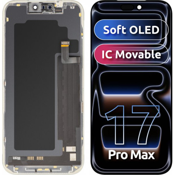 MP Lcd Display Module For Apple Iphone 17 Pro Max, Soft Oled Fhd Ic Movable Version, Aftermarket, Black