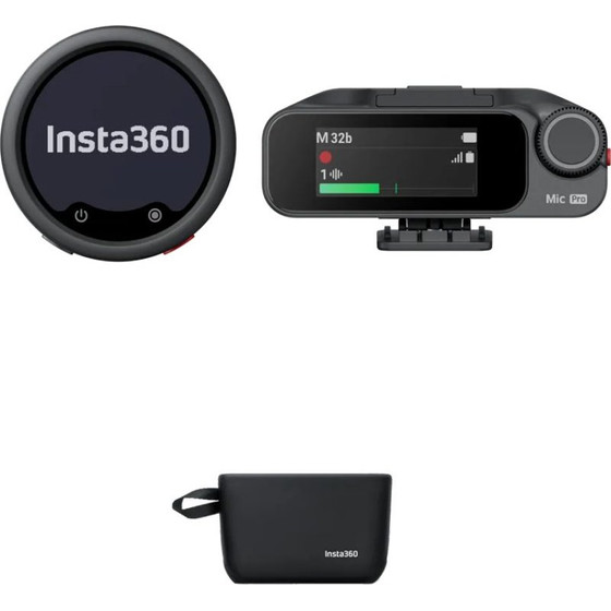 Insta360 Wireless Microphone Pro 1 TX+1 Rx - 3-Mic Array, Ai Noise Cancel, Custom Display - (MCB10/MicPro02)