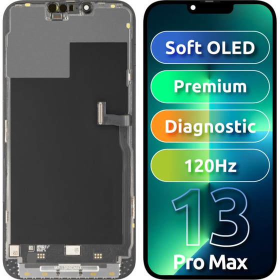MP Lcd Display Module For Apple Iphone 13 Pro Max, Premium Soft Oled Fhd 120Hz Diagnostic Version, Aftermarket, Black