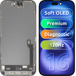 MP Lcd Display Module For Apple Iphone 16, Premium Soft Oled Fhd 120Hz Diagnostic Version, Aftermarket, Black
