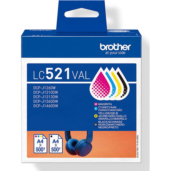 Brother Ink LC-521VAL / BK,C,M,Y Multipack - (LC521VAL)