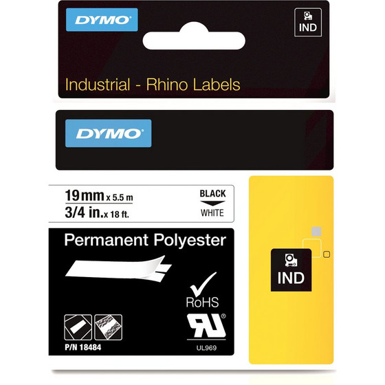 Dymo Ribbon Rhino Industrial Polyester / Black on White XL - (18484)