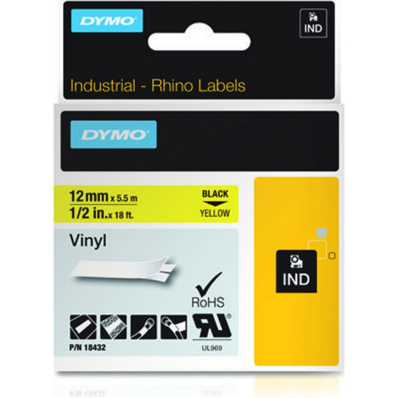 Dymo Ribbon Rhino Industrial Vinyl / Black on Yellow L - (18432)