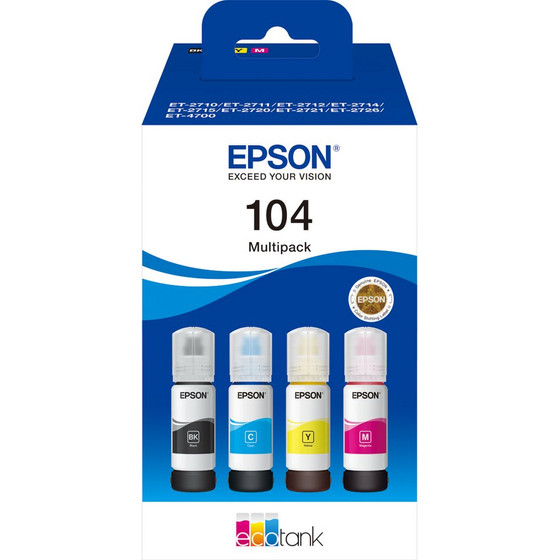 Epson Ink 104 / BK,C,M,Y Multipack - (C13T00P640)